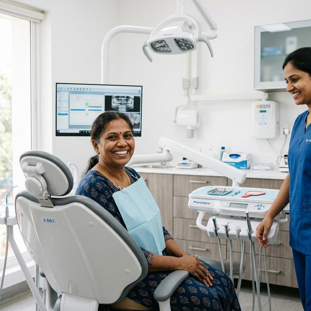 Happy patient after treatment at top dentist clinic in Jayanagar Bengaluru