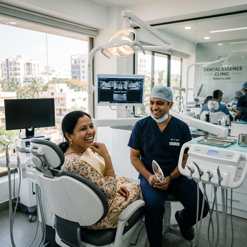 Happy patient after treatment at trusted dental clinic in Bangalore